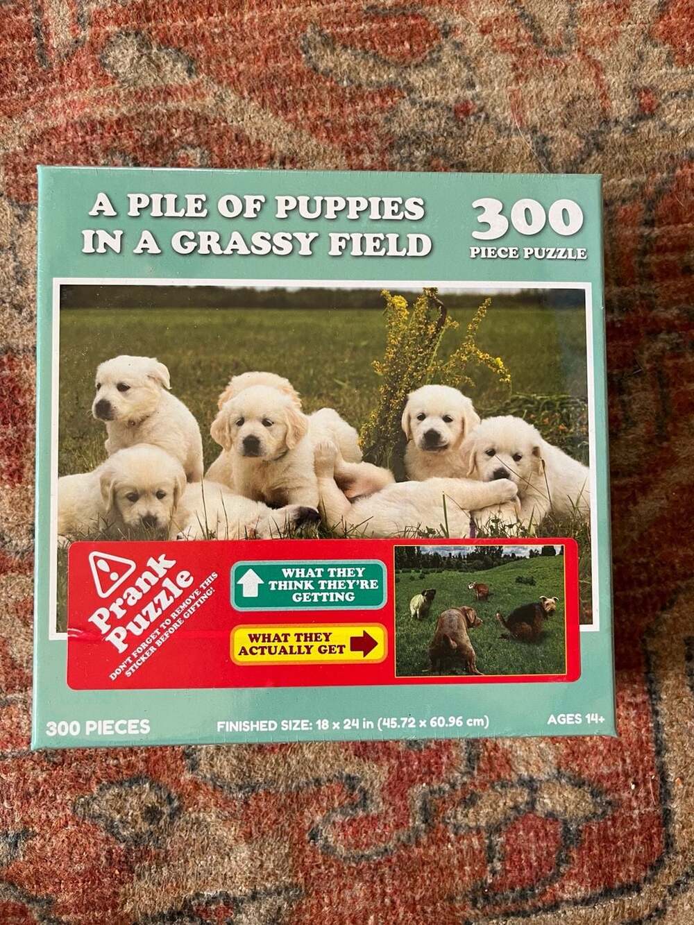 Prank-O Prank Puzzle A Pile of Puppies in a Grassy Field 300 Pieces
